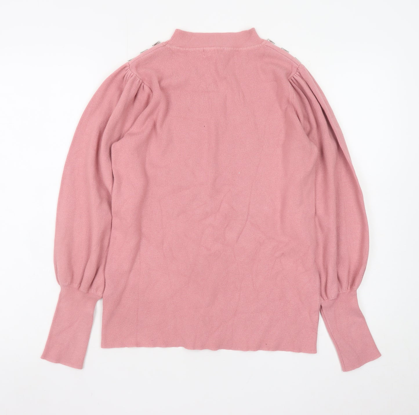 Naoise Womens Pink Mock Neck Button Shoulder Jumper Size S