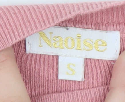 Naoise Womens Pink Mock Neck Button Shoulder Jumper Size S