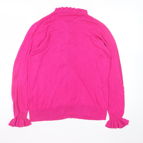 Gallery Women’s Pink Ruffle Neck Long Sleeve Pullover Jumper Size 12