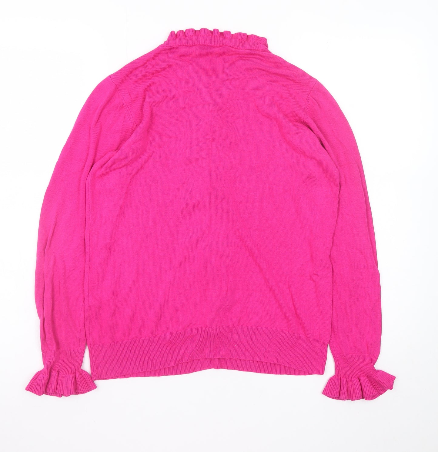 Gallery Women’s Pink Ruffle Neck Long Sleeve Pullover Jumper Size 12