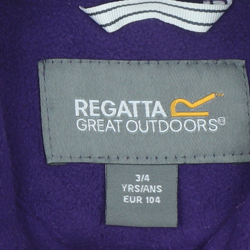 Regatta Girls Purple Fleece Full Zip Outdoor Jacket 3-4 Years