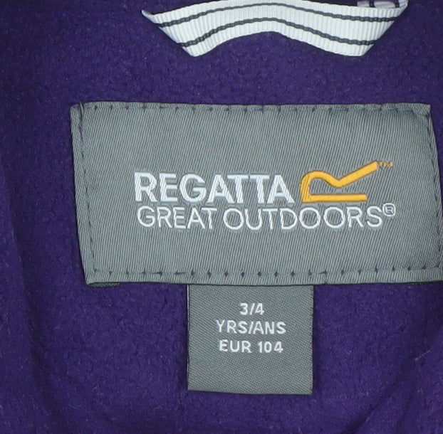 Regatta Girls Purple Fleece Full Zip Outdoor Jacket 3-4 Years