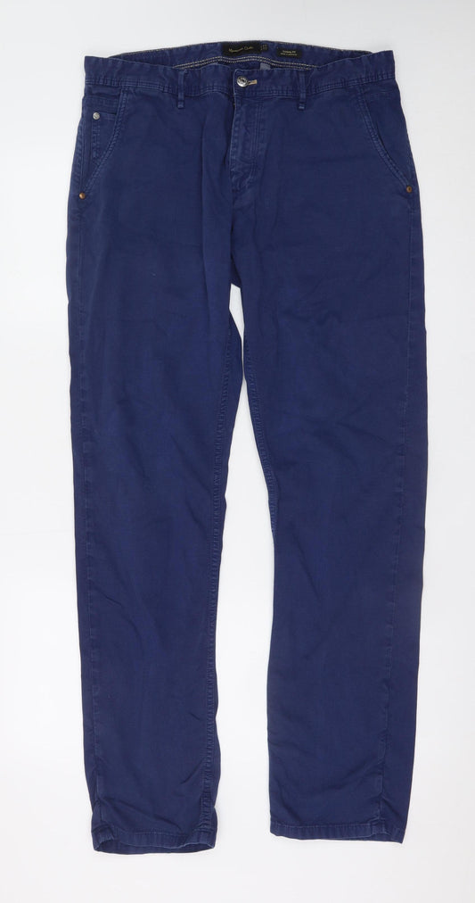Massimo Dutti Men's Blue Straight Leg Jeans Size 36 Regular Cotton