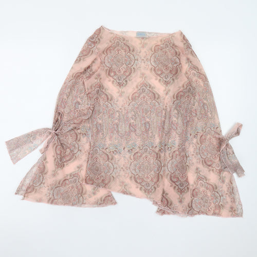 Oasis Women Pink Paisley Chiffon Wrap Blouse Size 12