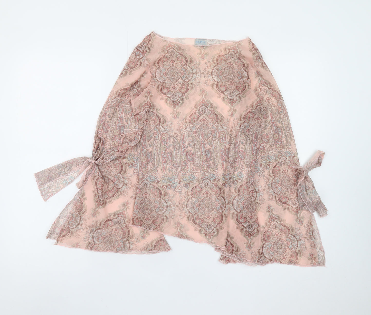Oasis Women Pink Paisley Chiffon Wrap Blouse Size 12