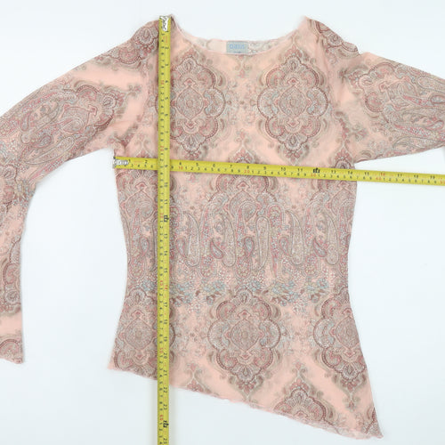 Oasis Women Pink Paisley Chiffon Wrap Blouse Size 12