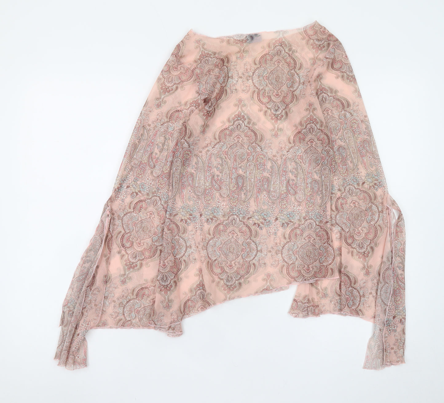 Oasis Women Pink Paisley Chiffon Wrap Blouse Size 12