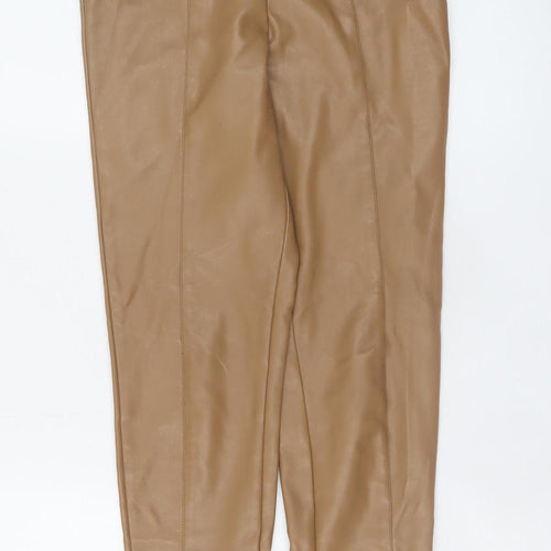Vila Women’s Beige Faux Leather Skinny Leggings Size 6