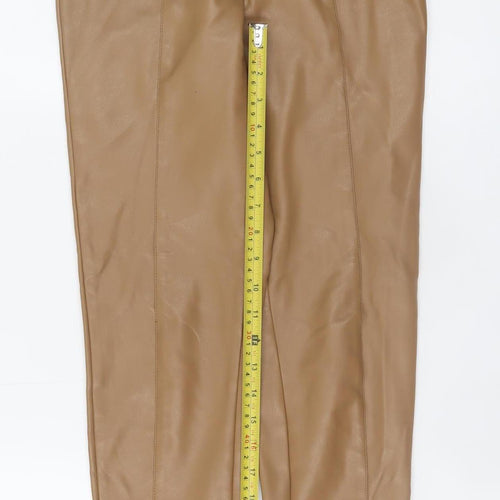 Vila Women’s Beige Faux Leather Skinny Leggings Size 6