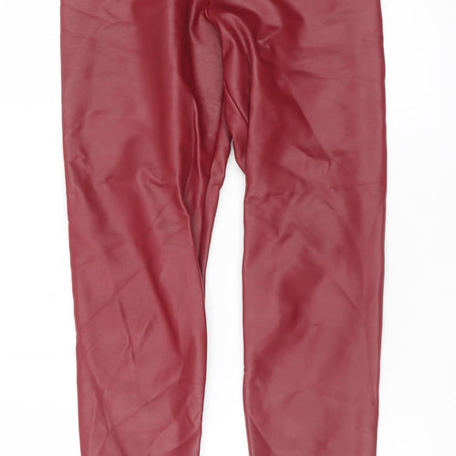 Calzedonia Womens Red Faux Leather Lined High Rise Leggings Size S