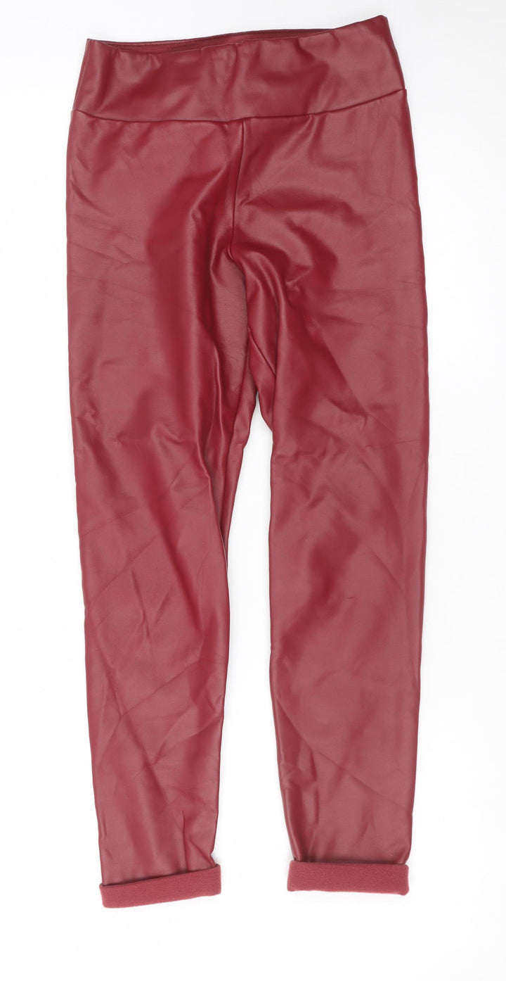 Calzedonia Womens Red Faux Leather Lined High Rise Leggings Size S