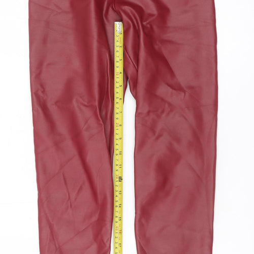 Calzedonia Womens Red Faux Leather Lined High Rise Leggings Size S