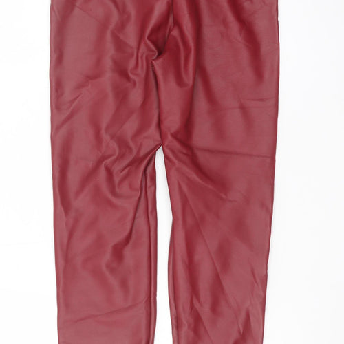 Calzedonia Womens Red Faux Leather Lined High Rise Leggings Size S