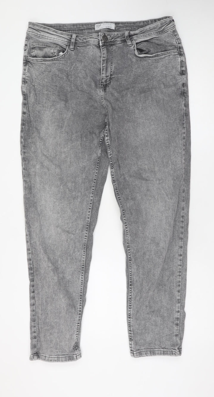 Denim Co Men Grey Slim Fit Jeans W36 L30 Straight Denim