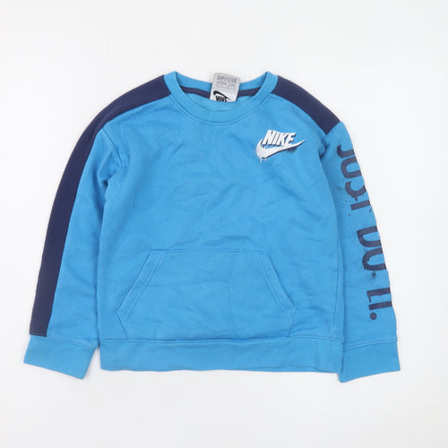 Nike Boys Blue Crew Neck Sweatshirt 6-7 Years Just Do It Graphic