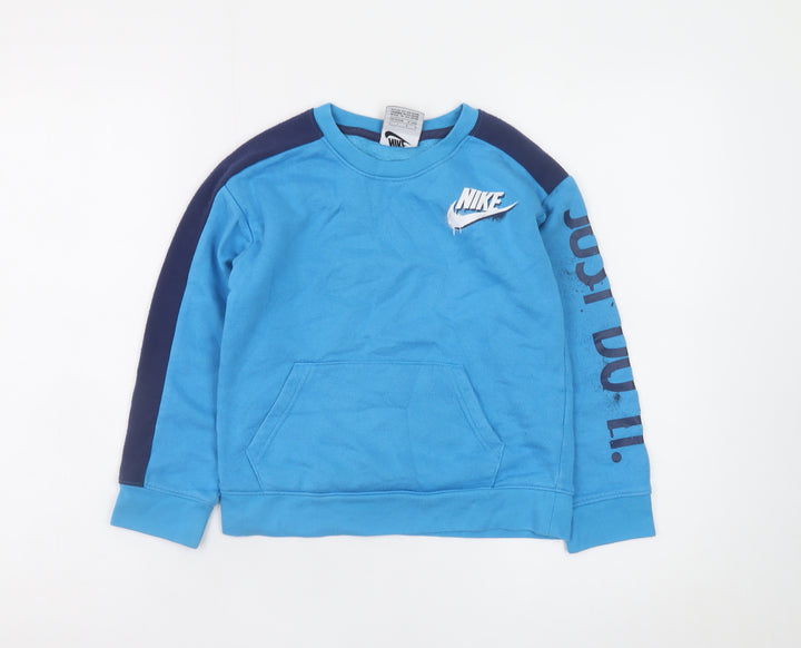 Nike Boys Blue Crew Neck Sweatshirt 6-7 Years Just Do It Graphic