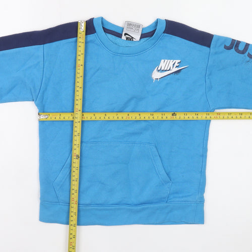Nike Boys Blue Crew Neck Sweatshirt 6-7 Years Just Do It Graphic