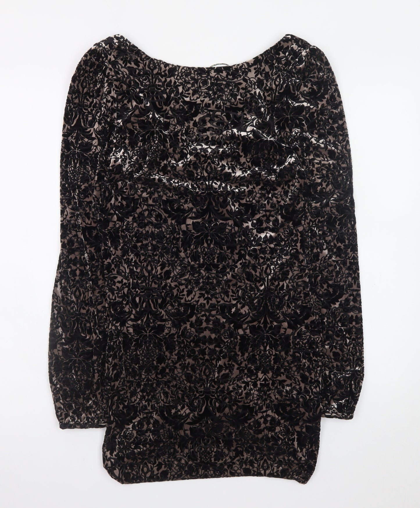 Red Herring Women's Black Velvet Floral Bodycon Dress Size 14