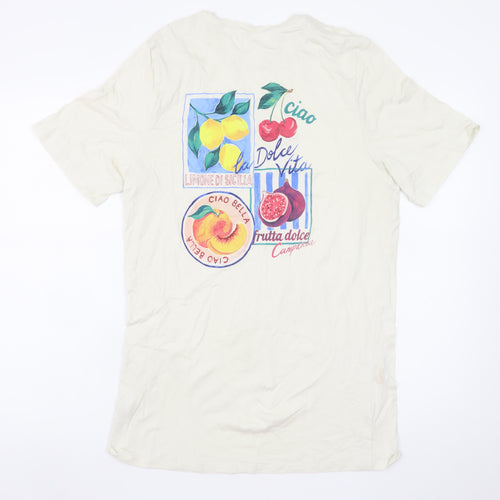 Marks and Spencer Men’s Ivory Graphic Print T-Shirt Small