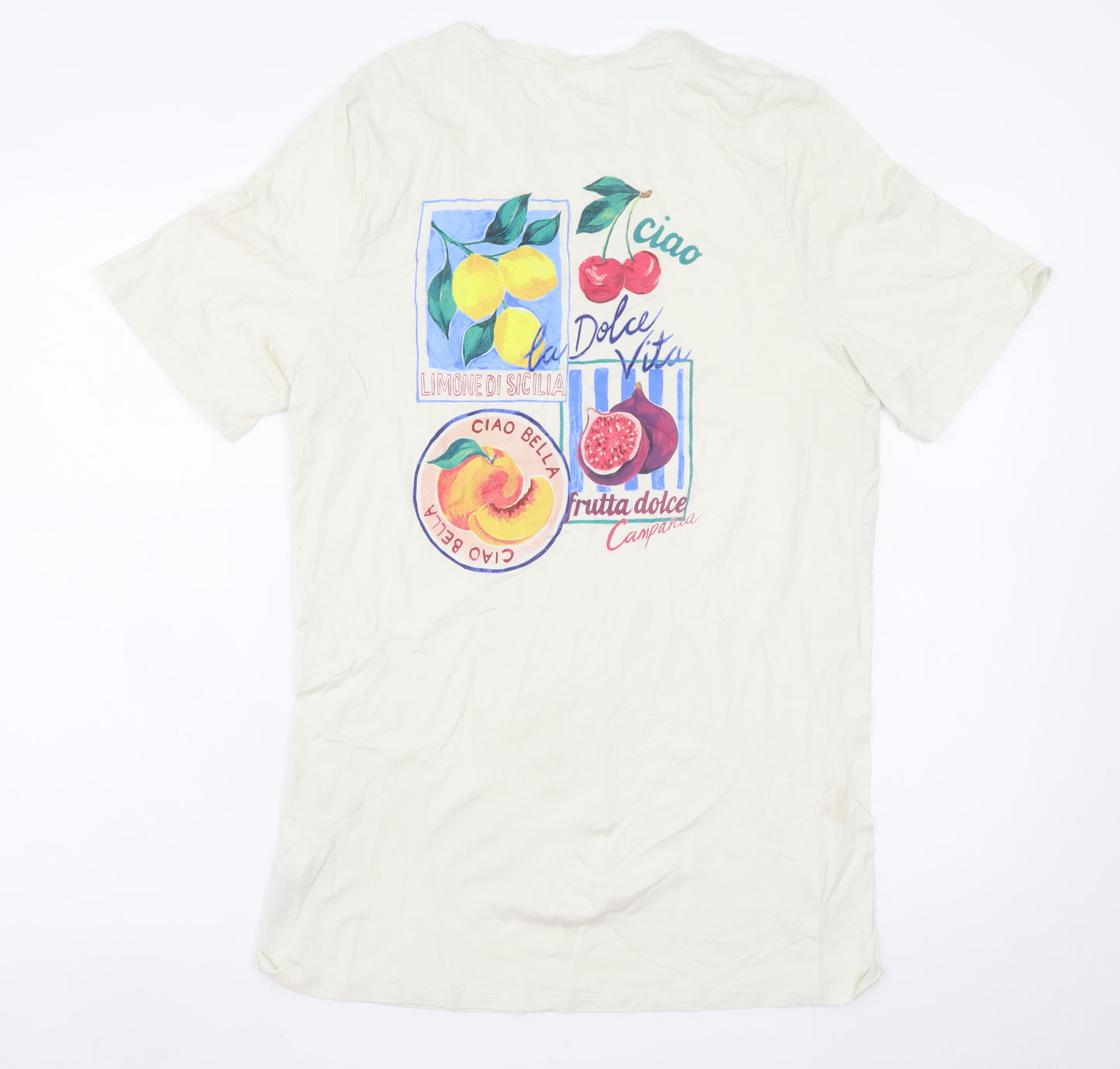 Marks and Spencer Men’s Ivory Graphic Print T-Shirt Small