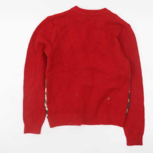 Marks and Spencer Boys Red Christmas Jumper 10-11 Years Just Chillin' Snowman Knit