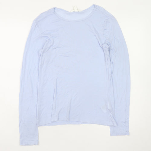H&M Women Blue Basic Long Sleeve Lyocell T-Shirt Size 12