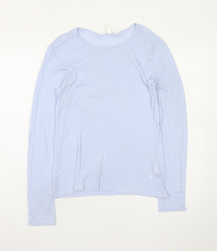 H&M Women Blue Basic Long Sleeve Lyocell T-Shirt Size 12