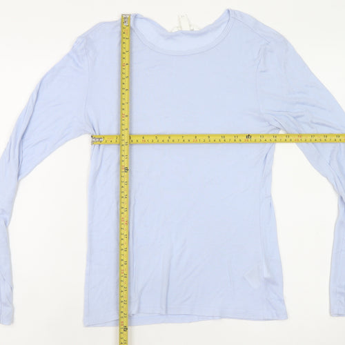 H&M Women Blue Basic Long Sleeve Lyocell T-Shirt Size 12
