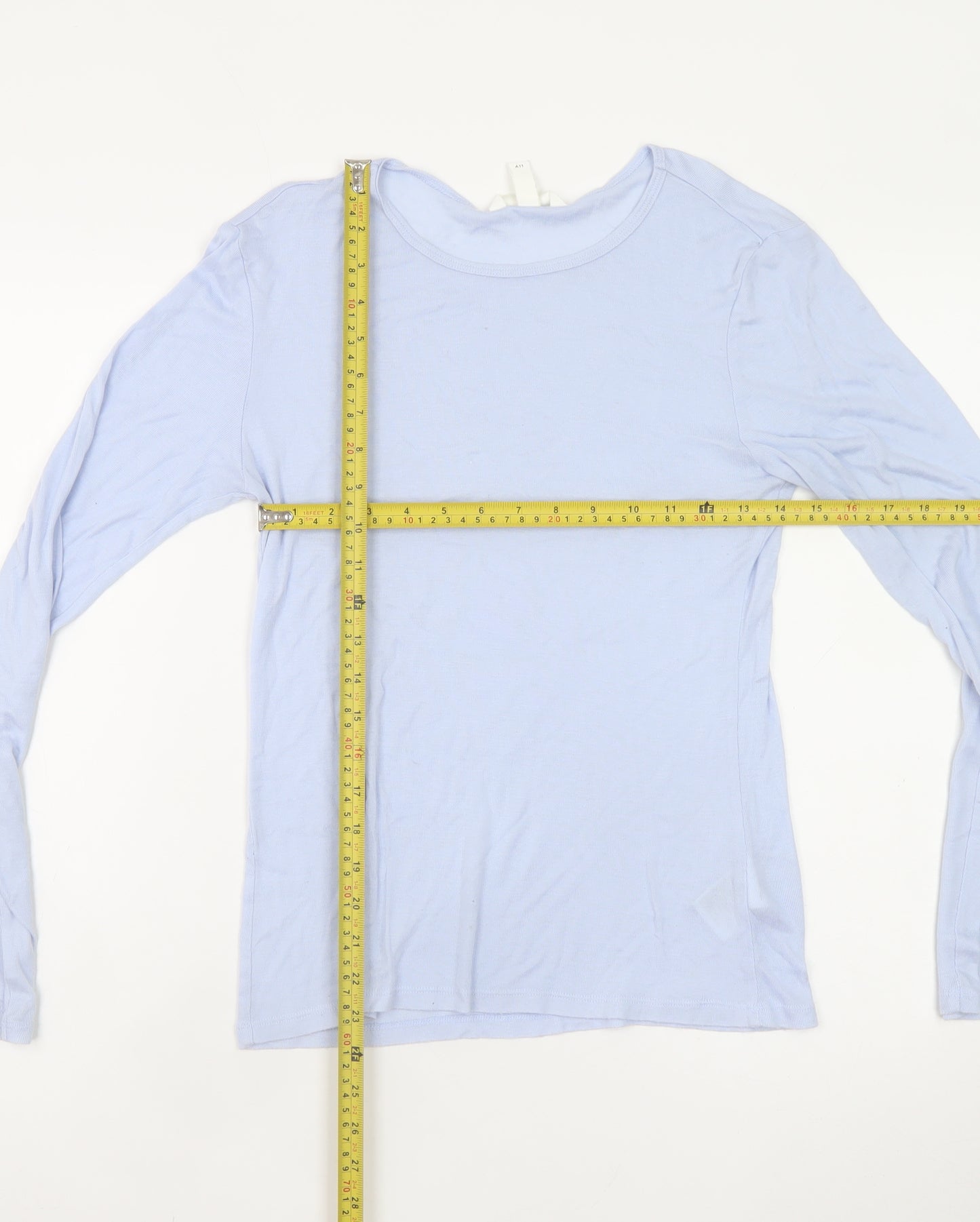 H&M Women Blue Basic Long Sleeve Lyocell T-Shirt Size 12