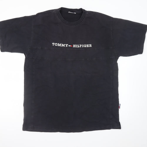 Tommy Hilfiger Men's Black 2XL Crew Neck Cotton Logo T-Shirt