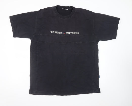 Tommy Hilfiger Men's Black 2XL Crew Neck Cotton Logo T-Shirt