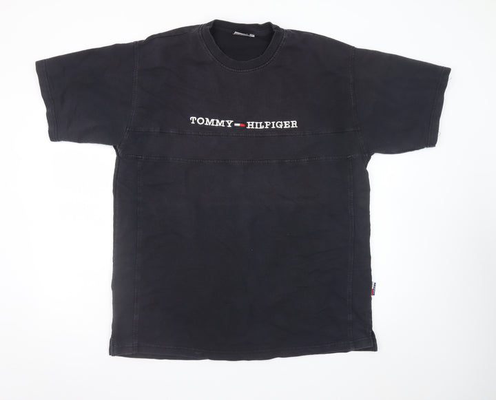 Tommy Hilfiger Men's Black 2XL Crew Neck Cotton Logo T-Shirt