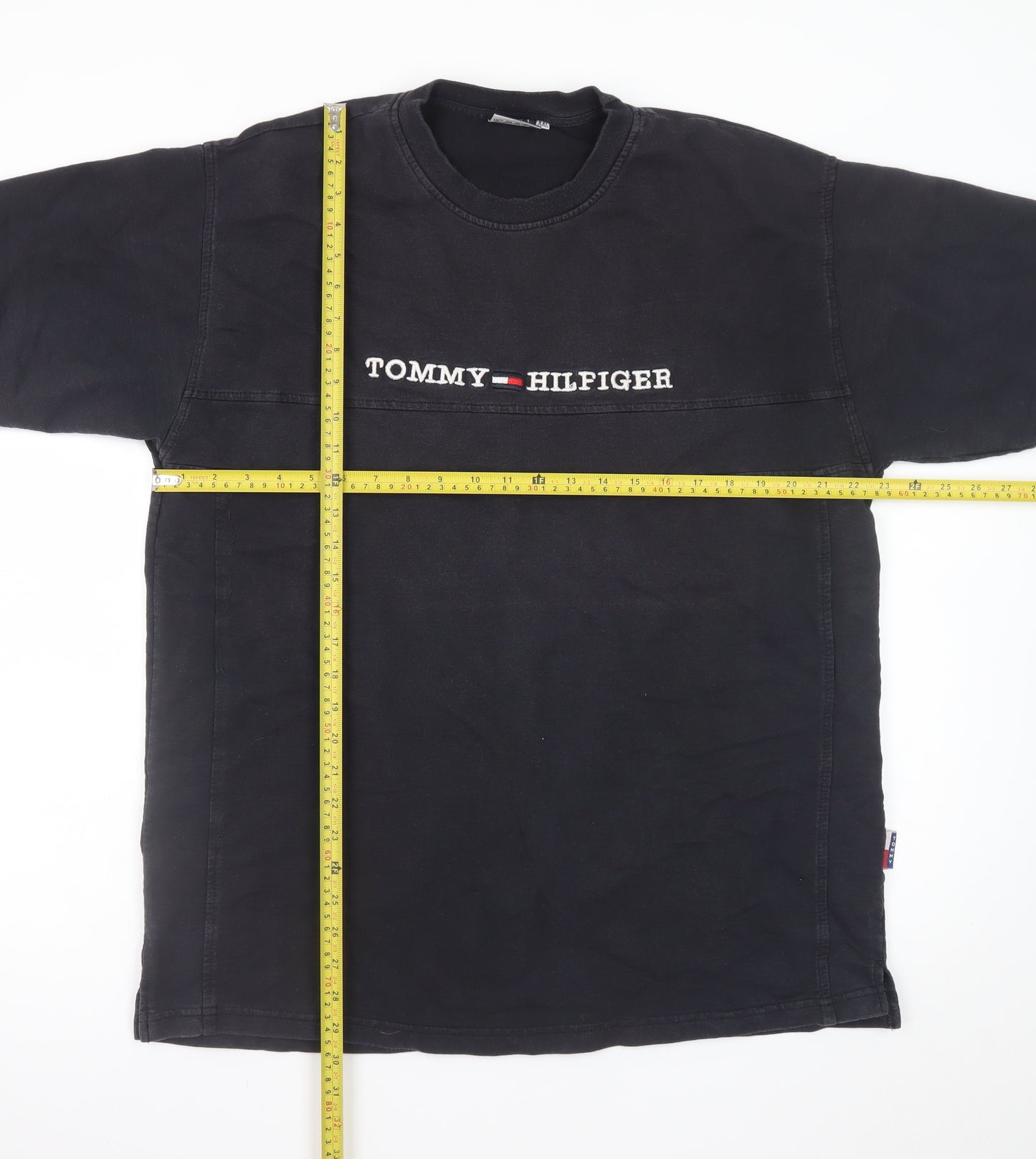 Tommy Hilfiger Men's Black 2XL Crew Neck Cotton Logo T-Shirt