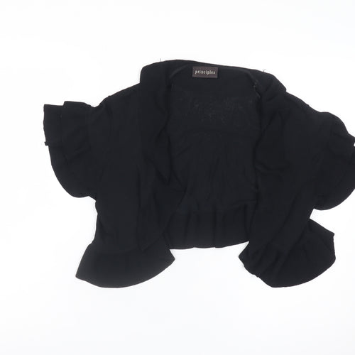 Principles Women's Black Size 14 Ruffle Short Sleeve Knit Shrug