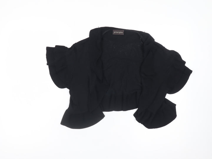 Principles Women's Black Size 14 Ruffle Short Sleeve Knit Shrug