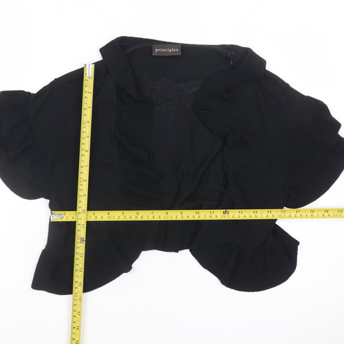 Principles Women's Black Size 14 Ruffle Short Sleeve Knit Shrug