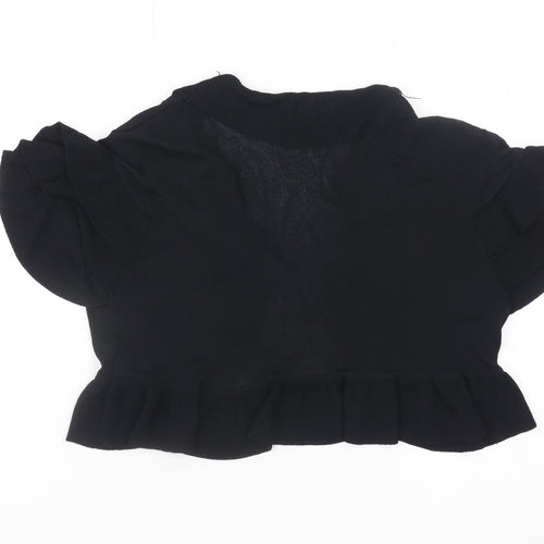 Principles Women's Black Size 14 Ruffle Short Sleeve Knit Shrug