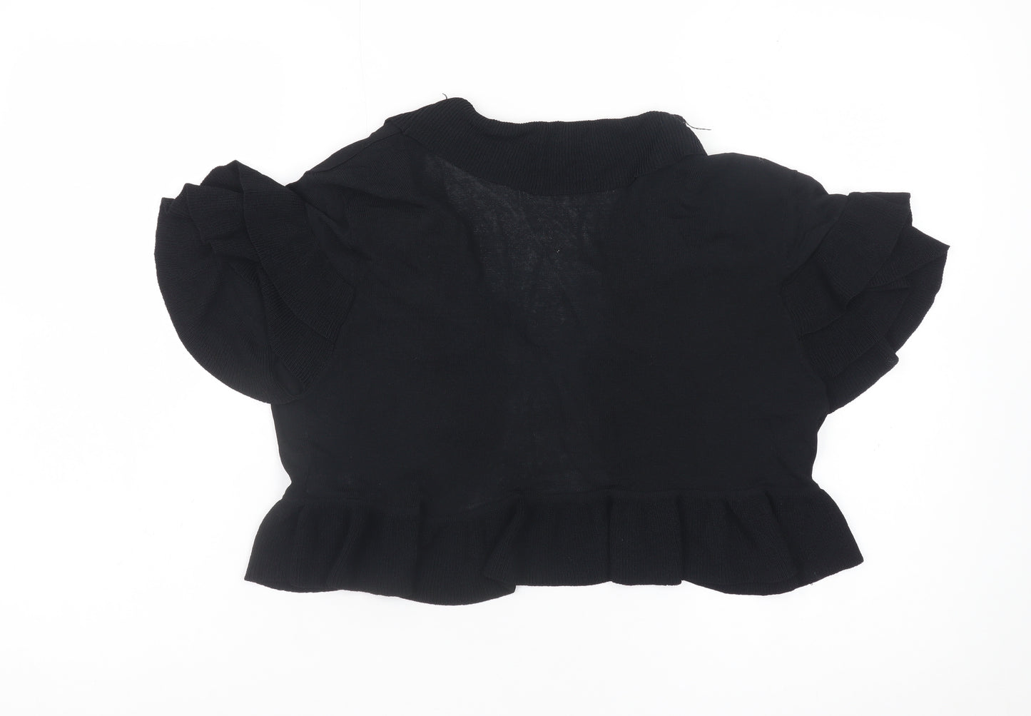 Principles Women's Black Size 14 Ruffle Short Sleeve Knit Shrug