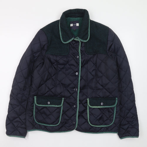 Next Women's Blue Quilted Mid-Length Jacket Size 14
