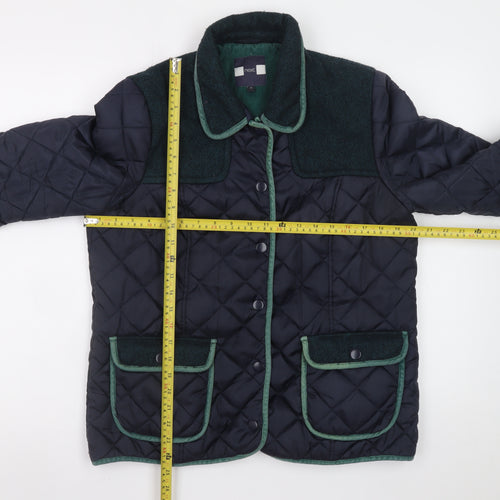 Next Women's Blue Quilted Mid-Length Jacket Size 14