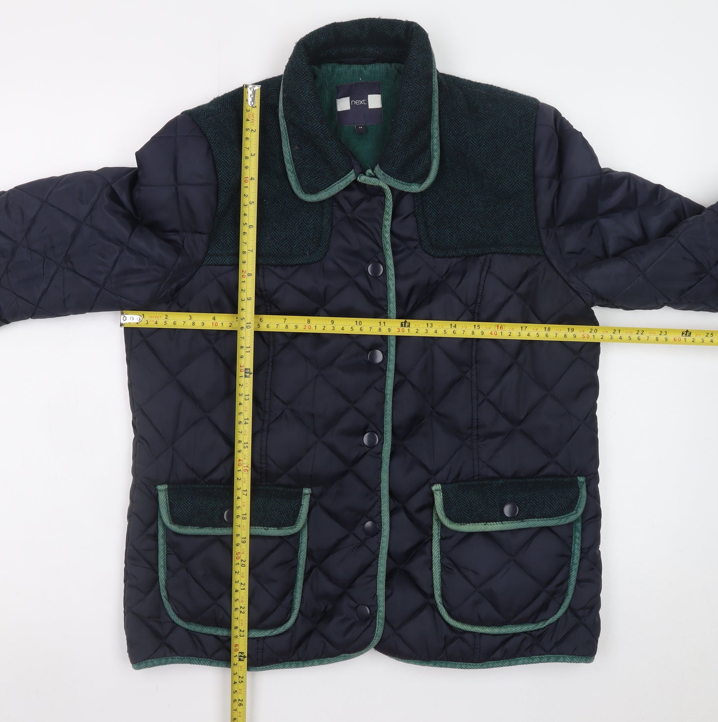Next Women's Blue Quilted Mid-Length Jacket Size 14
