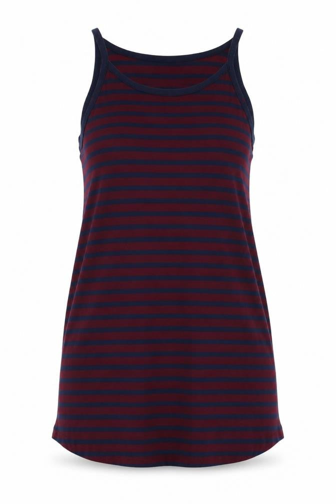 Front view of Bluenotes Women's Multicoloured Striped Tank Top S Jersey Cotton