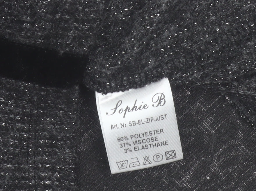 Sophie B Women Grey Check Full Zip Knit Jacket Size 14