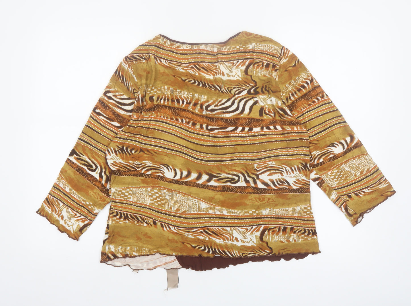 Klass Collection Women’s Brown Tribal Animal Print V-Neck Blouse XL