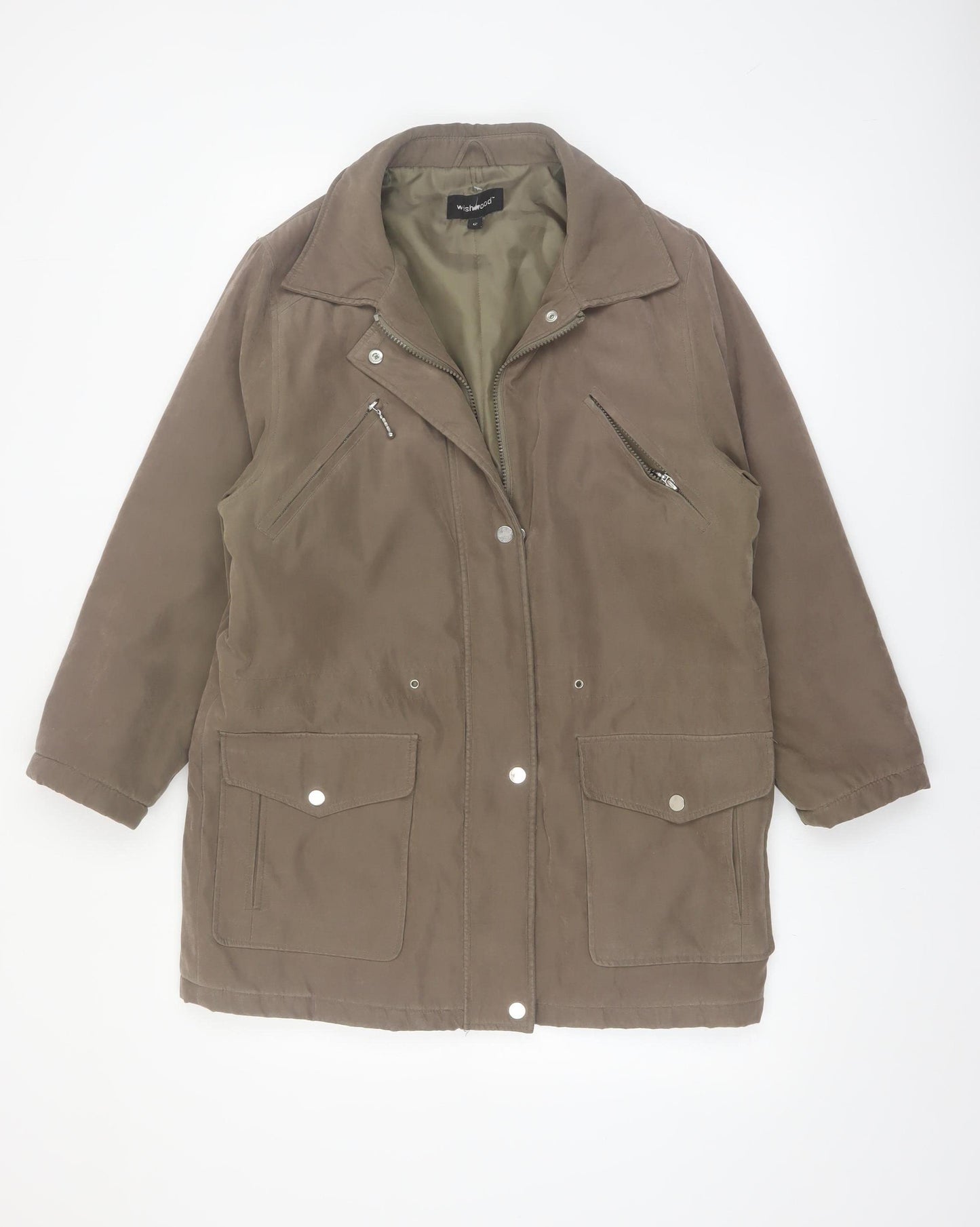 Wishwood Women Brown Size 12 Parka Jacket Mid-Length Lined