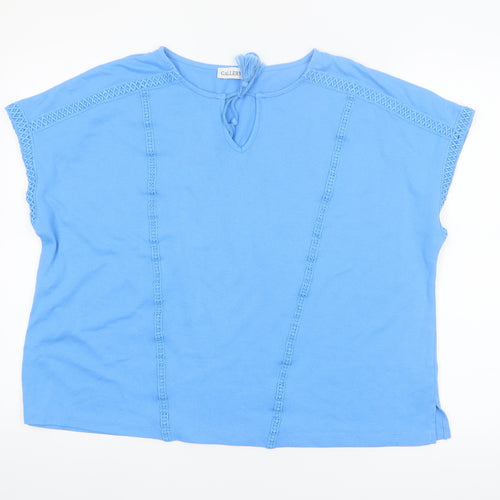 Gallery Womens Blue Crochet Trim Tunic Blouse Size L
