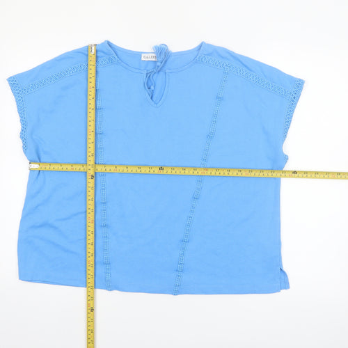 Gallery Womens Blue Crochet Trim Tunic Blouse Size L
