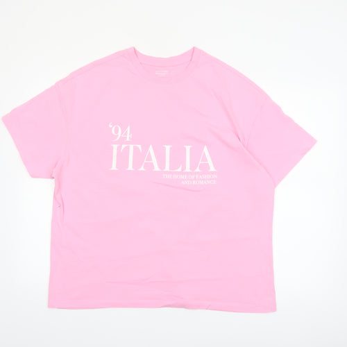 Dunnes Stores Womens Pink 'Italia' Relaxed Cotton T-Shirt Size 16