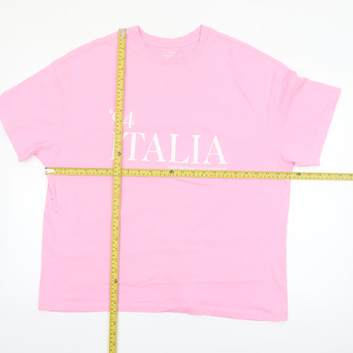 Dunnes Stores Womens Pink 'Italia' Relaxed Cotton T-Shirt Size 16
