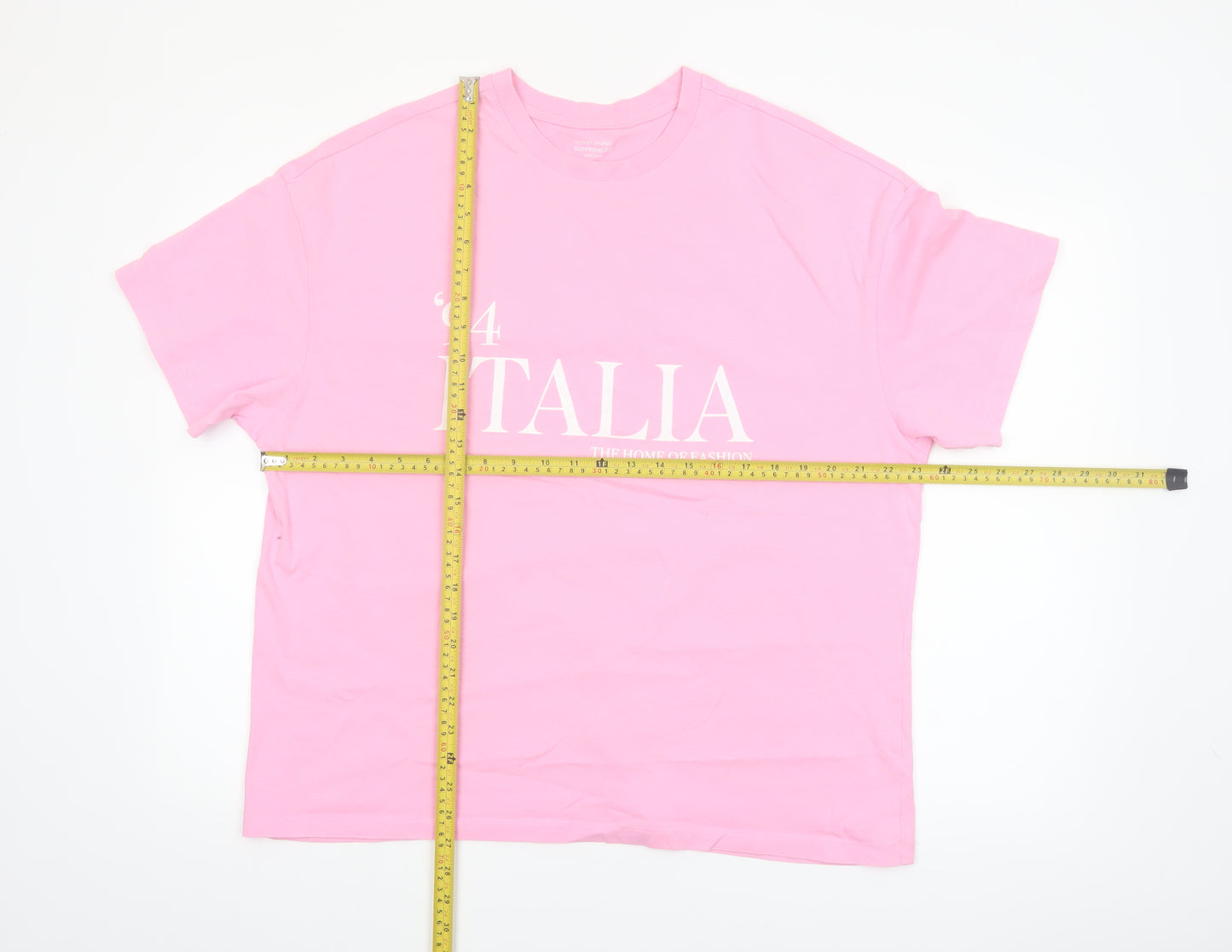 Dunnes Stores Womens Pink 'Italia' Relaxed Cotton T-Shirt Size 16